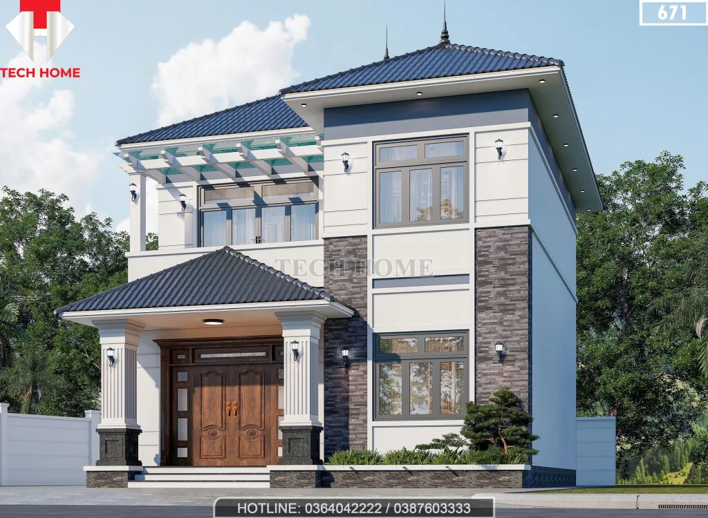 Góc nghiêng mẫu nhà mái Nhật 2 tầng đẹp