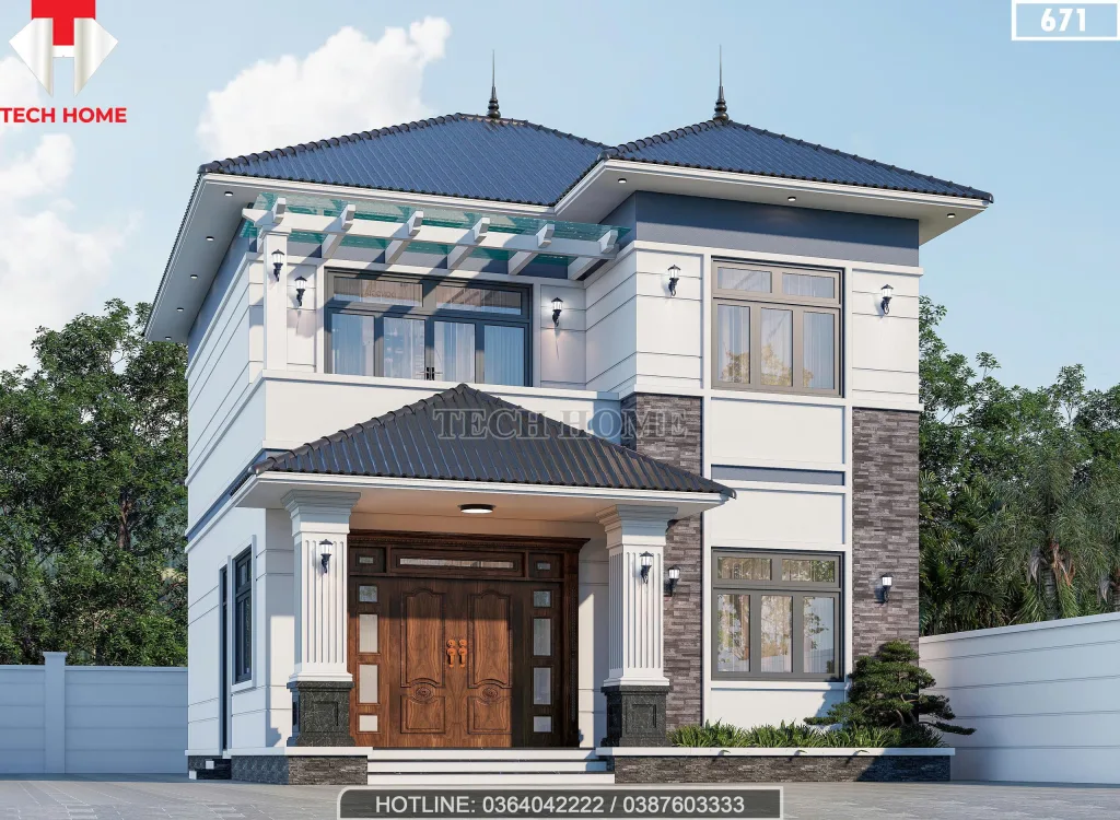 Góc nghiêng mẫu nhà mái Nhật 2 tầng đẹp