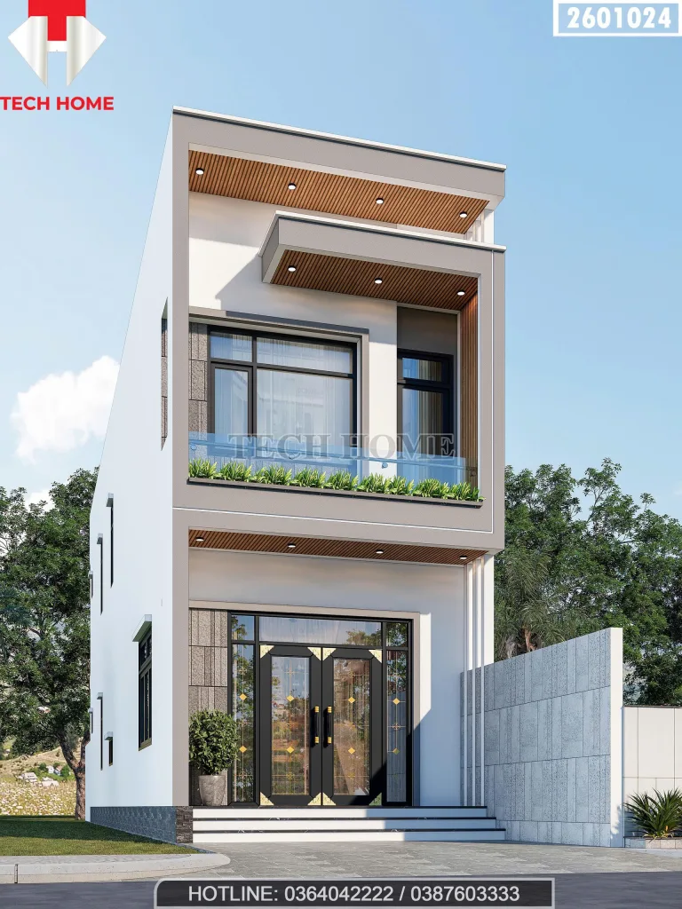 Góc nghiêng mẫu nhà ống 2 tầng hiện đại