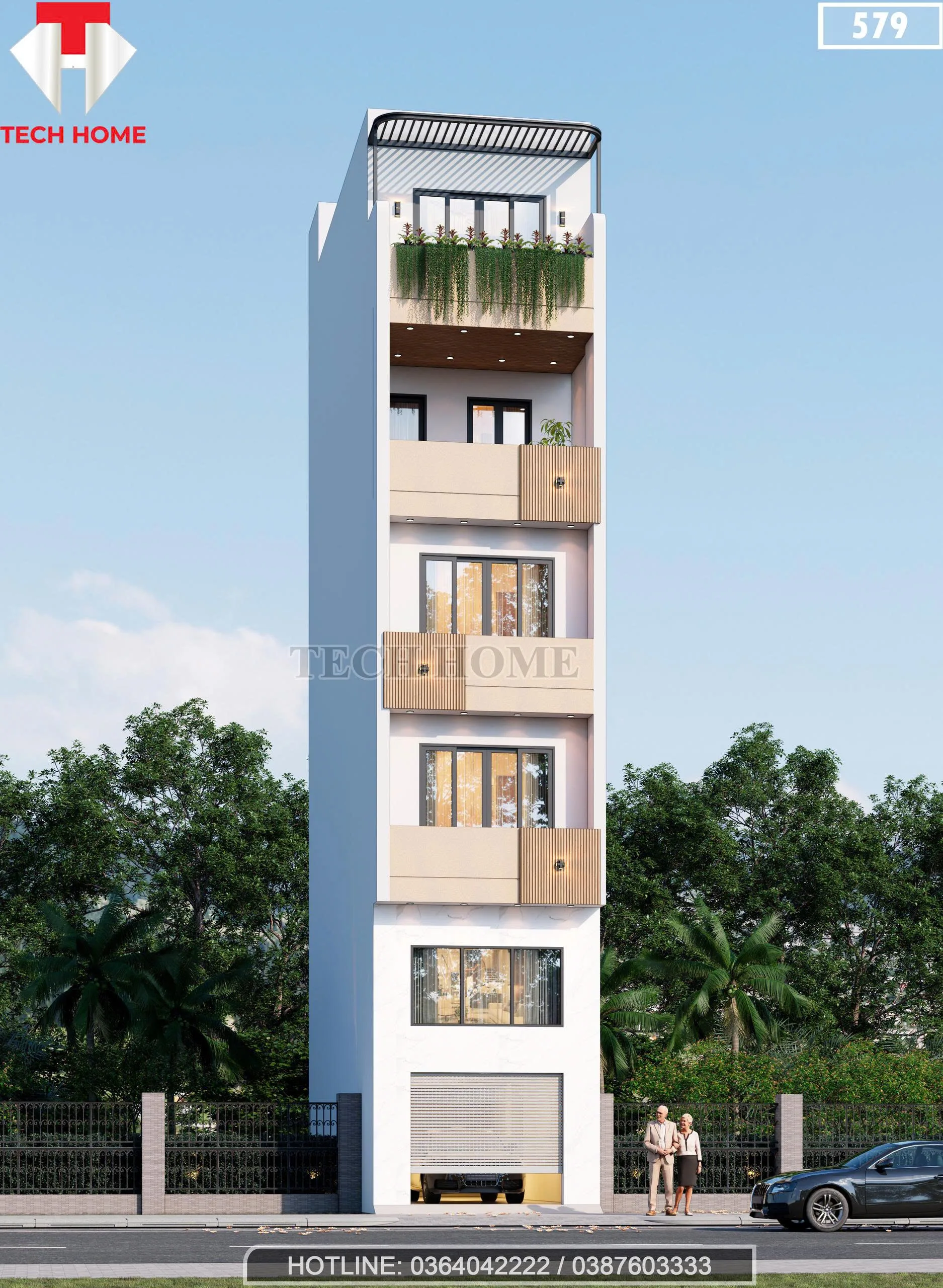 Góc nghiêng mẫu nhà ống 5 tầng đẹp