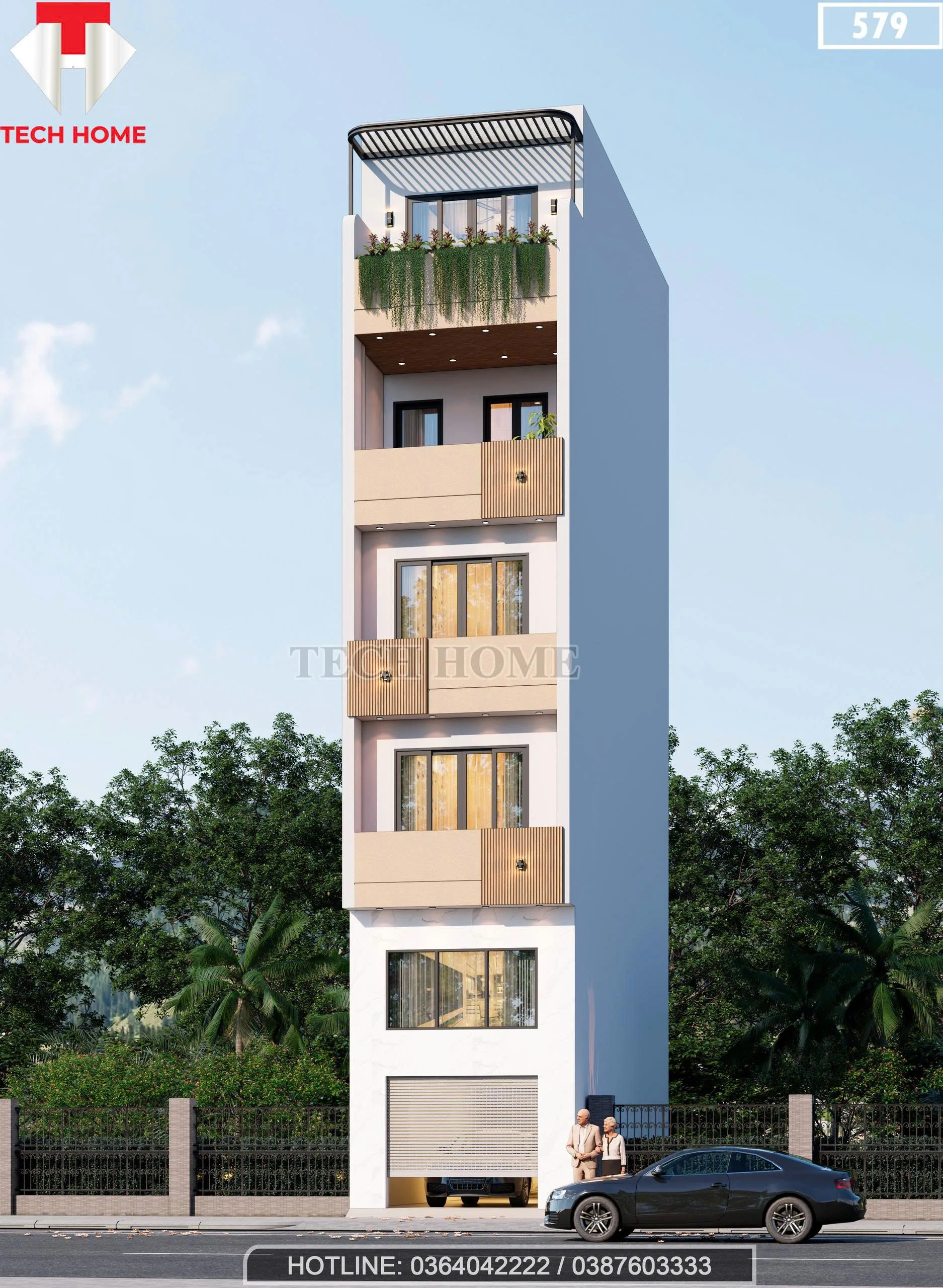 Góc nghiêng mẫu nhà ống 5 tầng đẹp