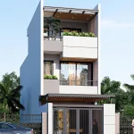 Góc nghiêng Mẫu nhà phố 2 tầng 1 tum 5x15m hiện đại