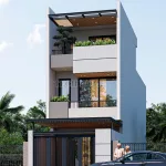 Góc nghiêng Mẫu nhà phố 2 tầng 1 tum 5x15m hiện đại