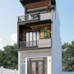 Góc nghiêng Mẫu nhà phố 2 tầng 1 tum hiện đại