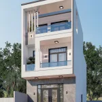 Góc nghiêng mẫu nhà phố 2 tầng 1 tum hiện đại