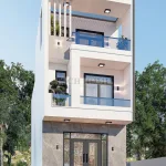 Góc nghiêng mẫu nhà phố 2 tầng 1 tum hiện đại