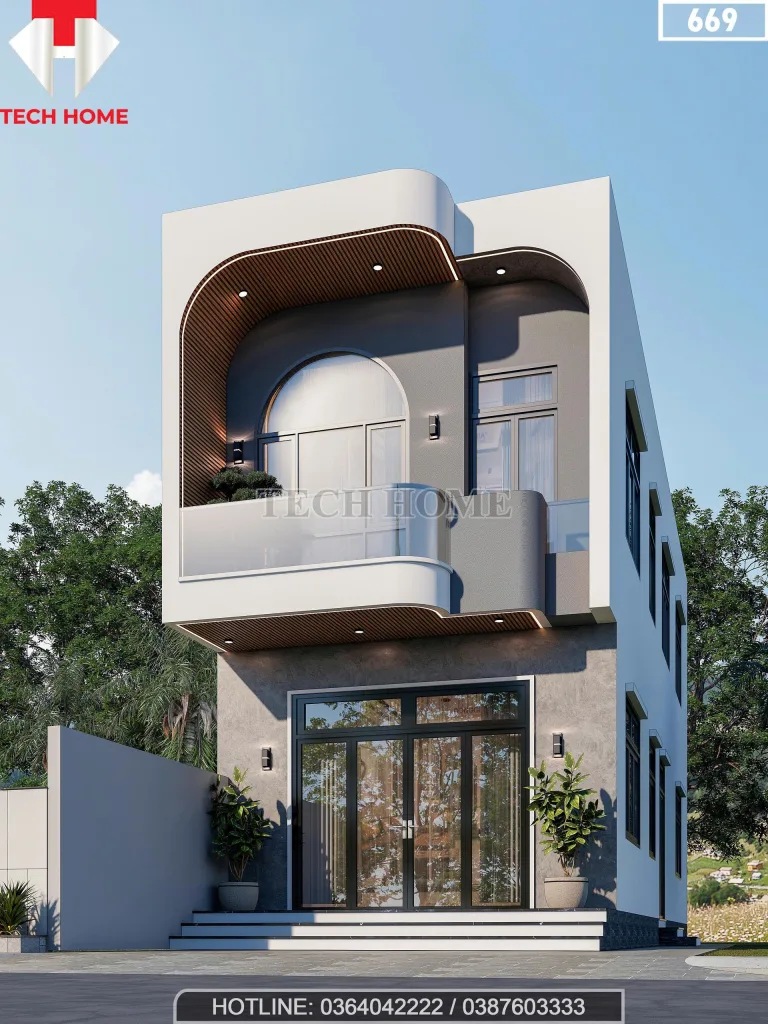 Góc nghiêng mẫu nhà phố 2 tầng 5x15m