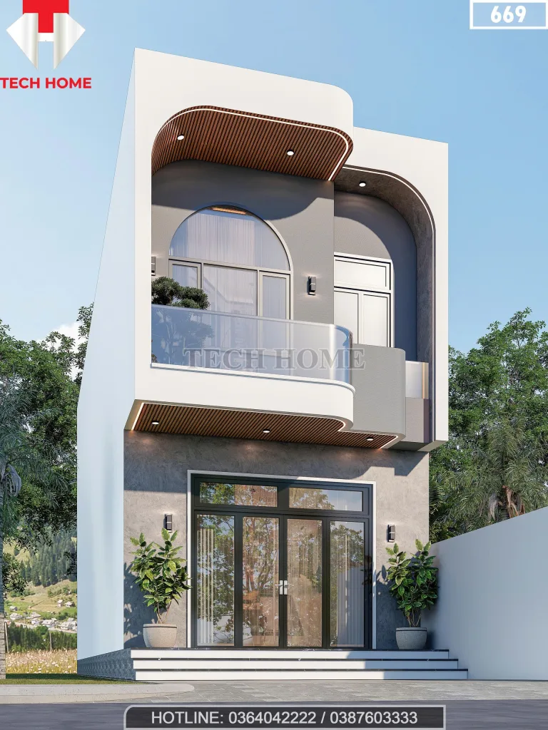 Góc nghiêng mẫu nhà phố 2 tầng 5x15m