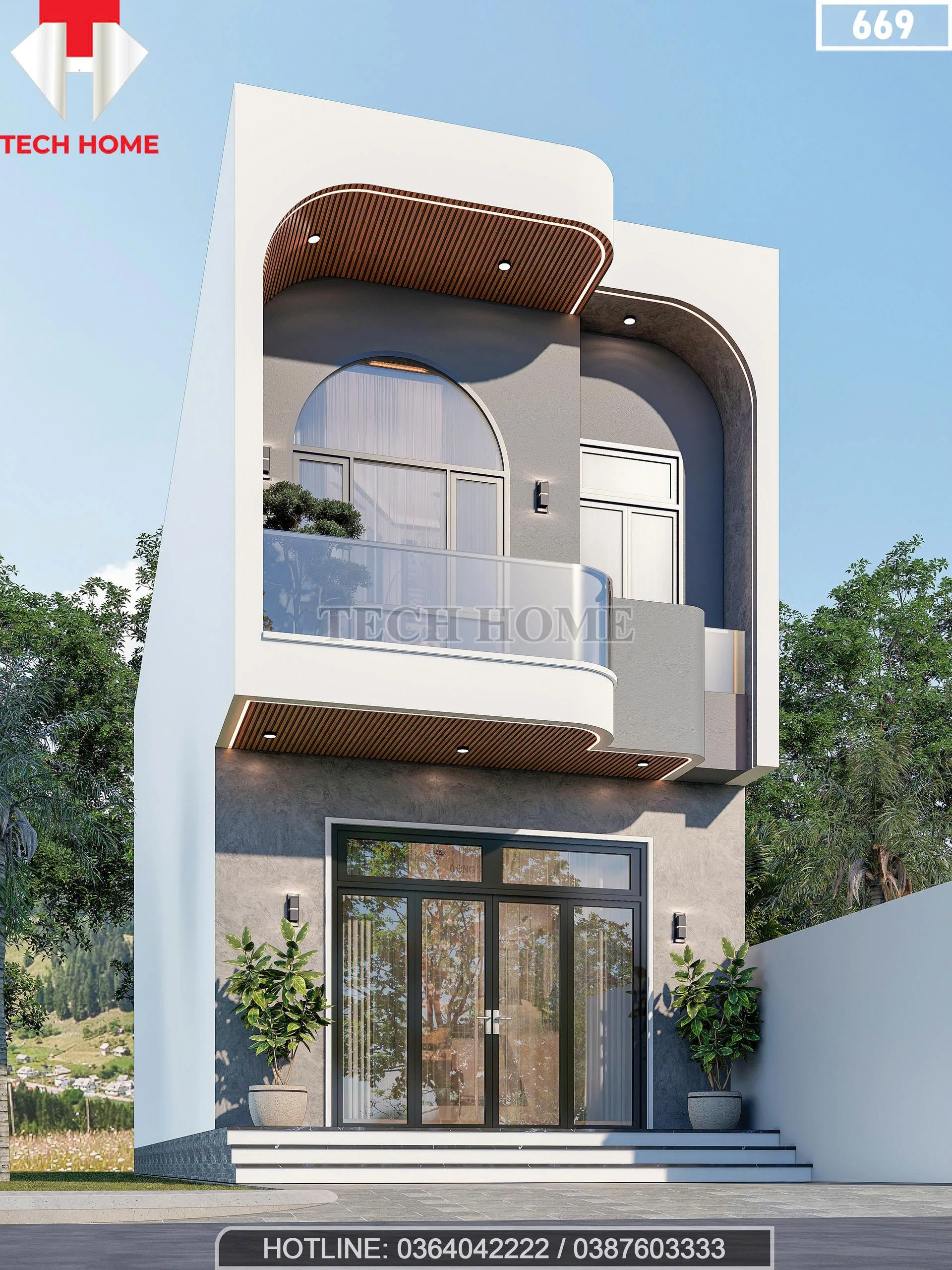 Góc nghiêng mẫu nhà phố 2 tầng 5x15m