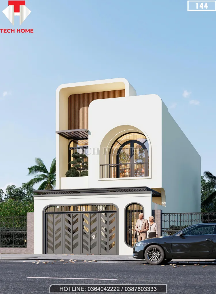 Góc nghiêng mẫu nhà phố 2 tầng hiện đại