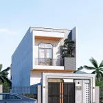 Góc nghiêng mẫu nhà phố 2 tầng hiện đại