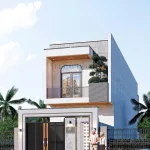 Góc nghiêng mẫu nhà phố 2 tầng hiện đại