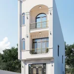 Góc nghiêng mẫu nhà phố 2 tầng tân cổ điển