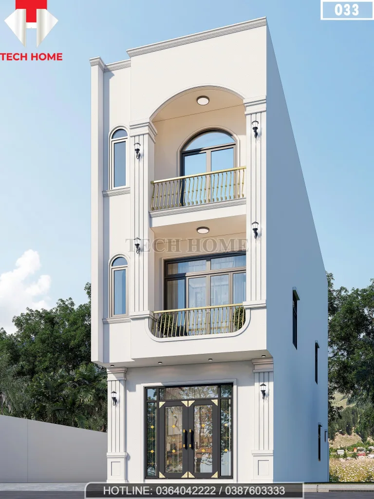 Góc nghiêng mẫu nhà phố 2 tầng tân cổ điển