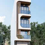 Góc nghiêng mẫu nhà phố 3 tầng 1 lửng hiện đại