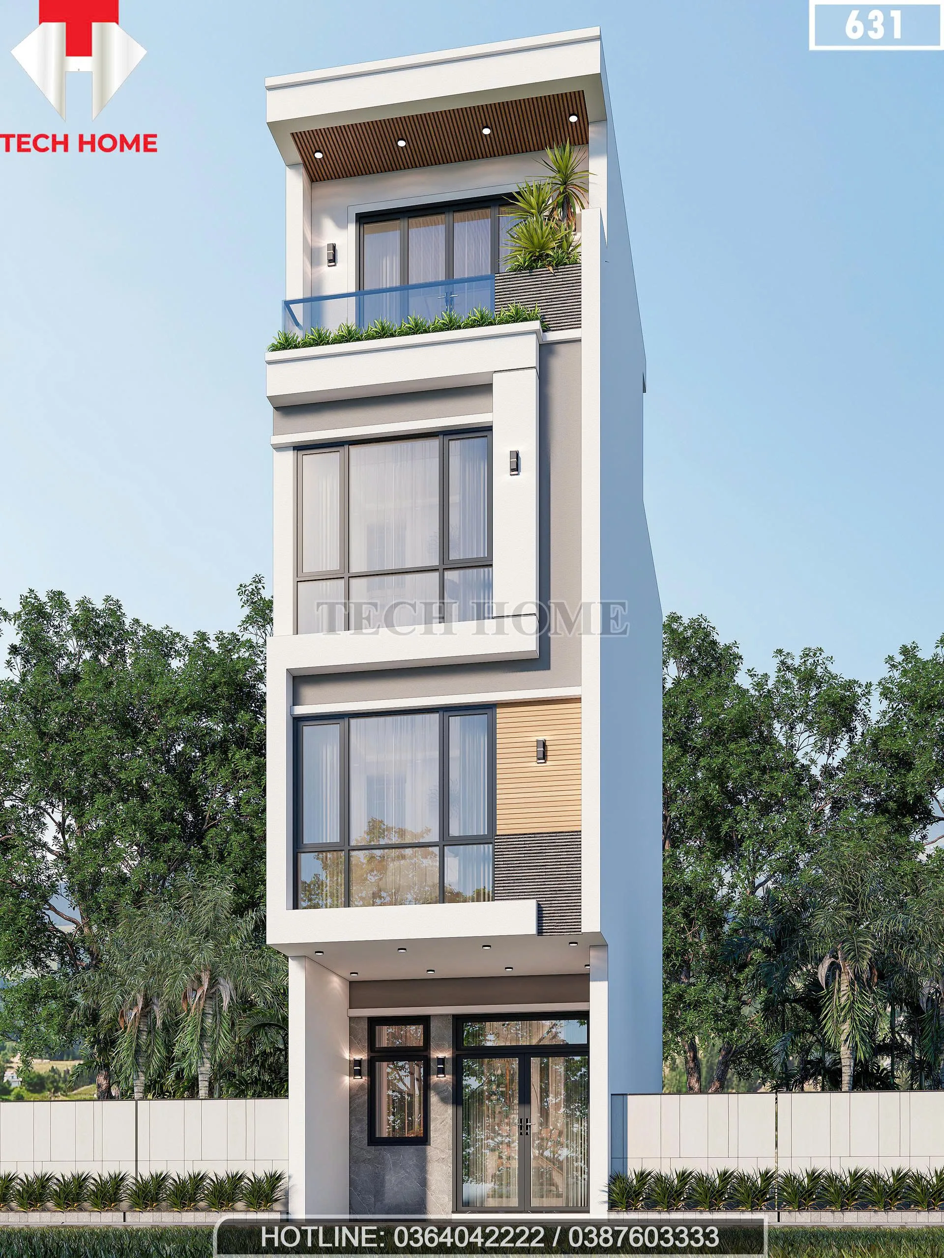 Góc nghiêng mẫu nhà phố 3 tầng 1 tum