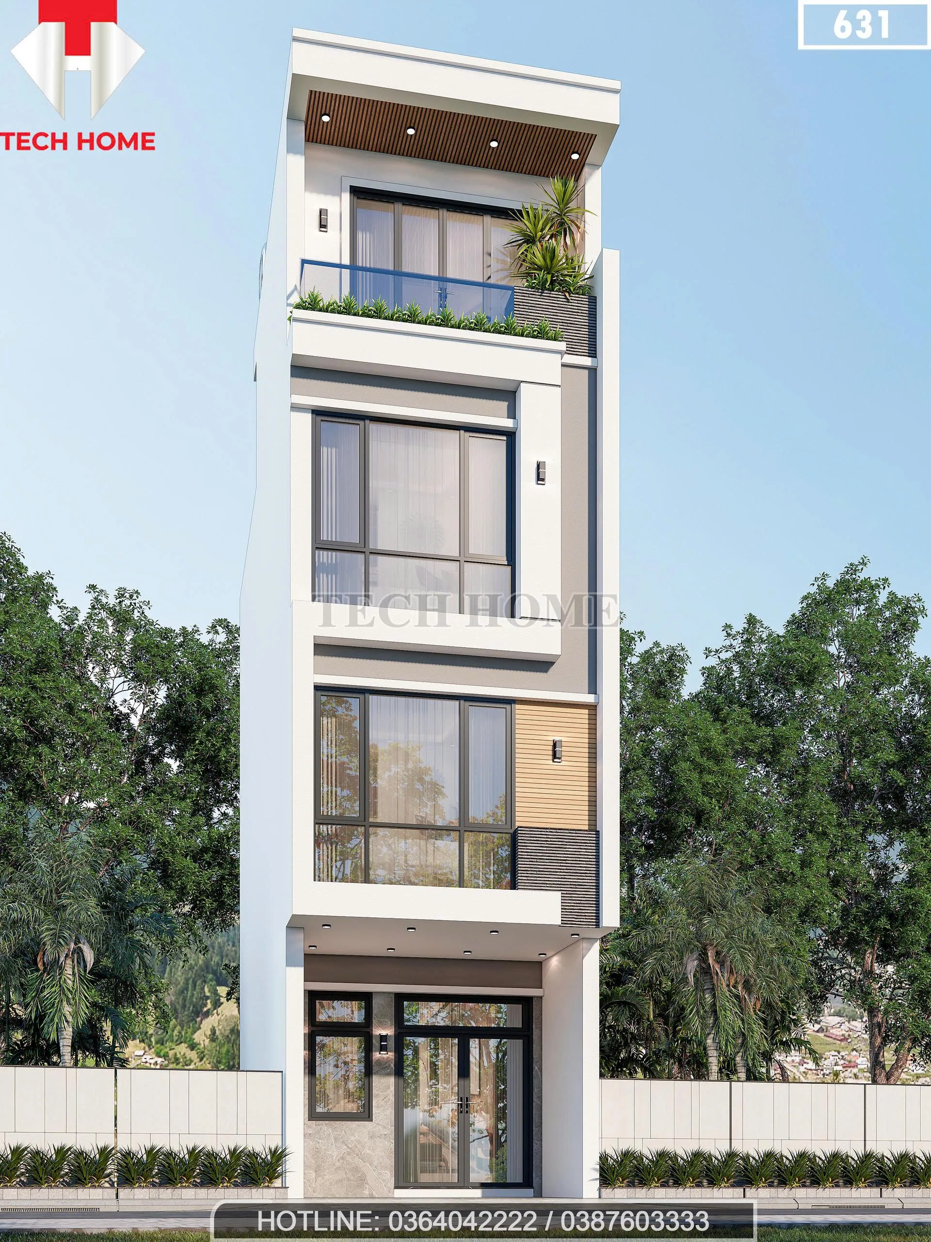 Góc nghiêng mẫu nhà phố 3 tầng 1 tum