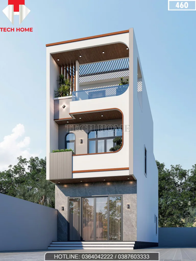 Góc nghiêng mẫu nhà phố 3 tầng hiện đại