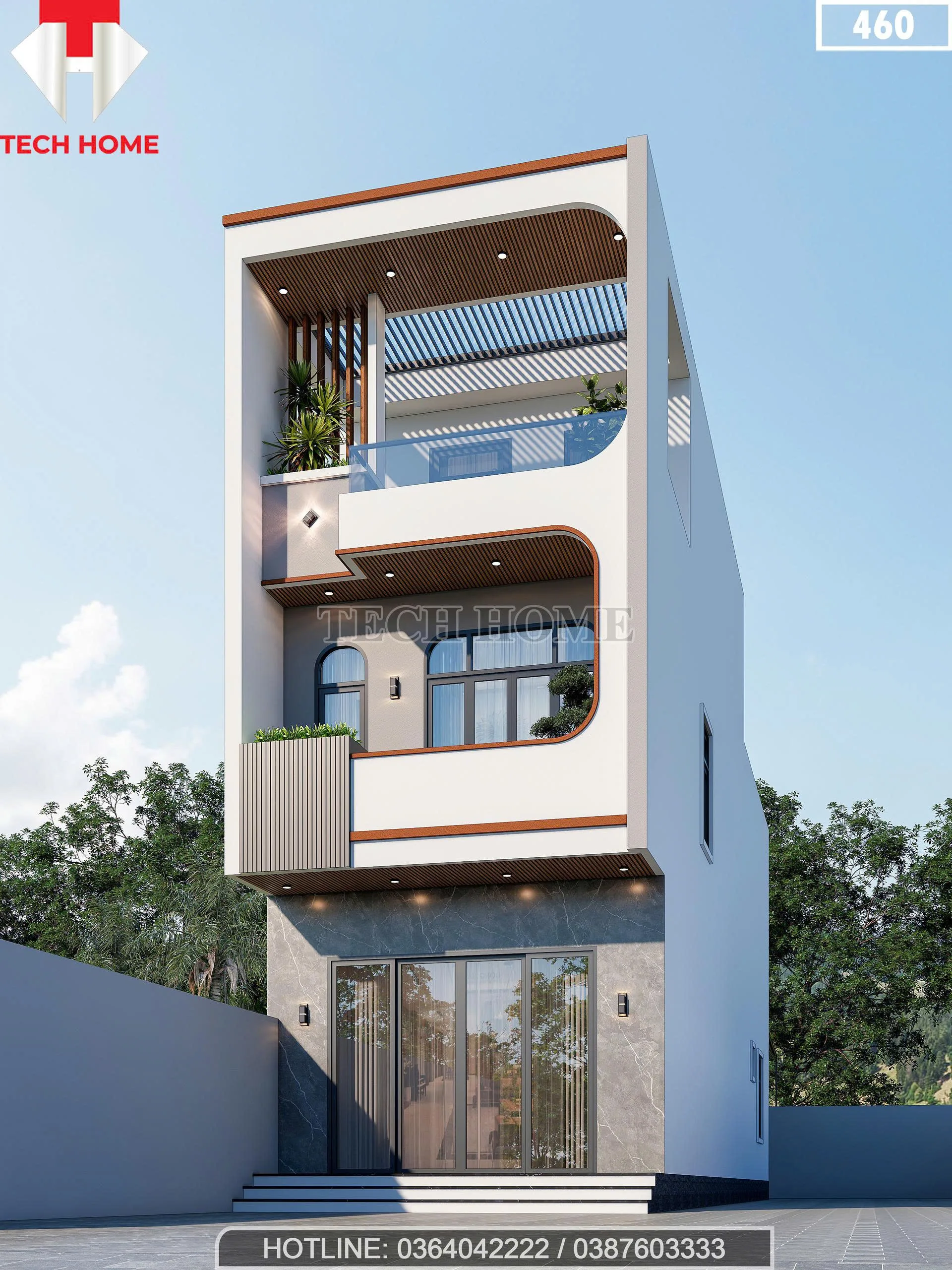 Góc nghiêng mẫu nhà phố 3 tầng hiện đại