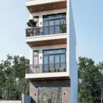 Góc nghiêng mẫu nhà phố 3 tầng hiện đại ngang 4.3m sang trọng tại Hà Nội.