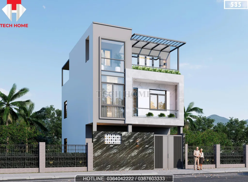 Góc nghiêng mẫu nhà phố 3 tầng hiện đại