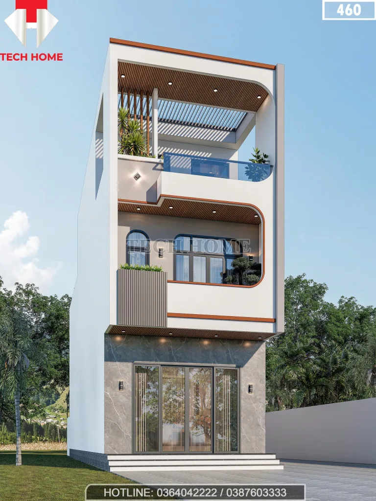 Góc nghiêng mẫu nhà phố 3 tầng hiện đại