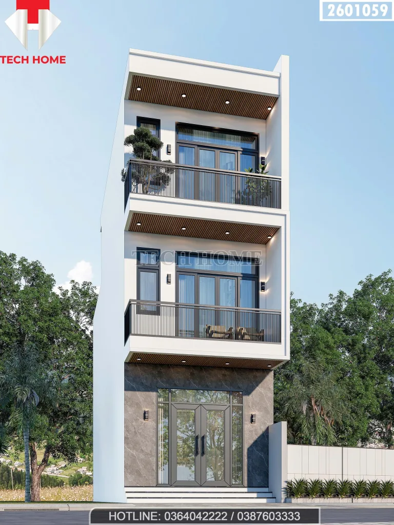 Góc nghiêng mẫu nhà phố 3 tầng hiện đại