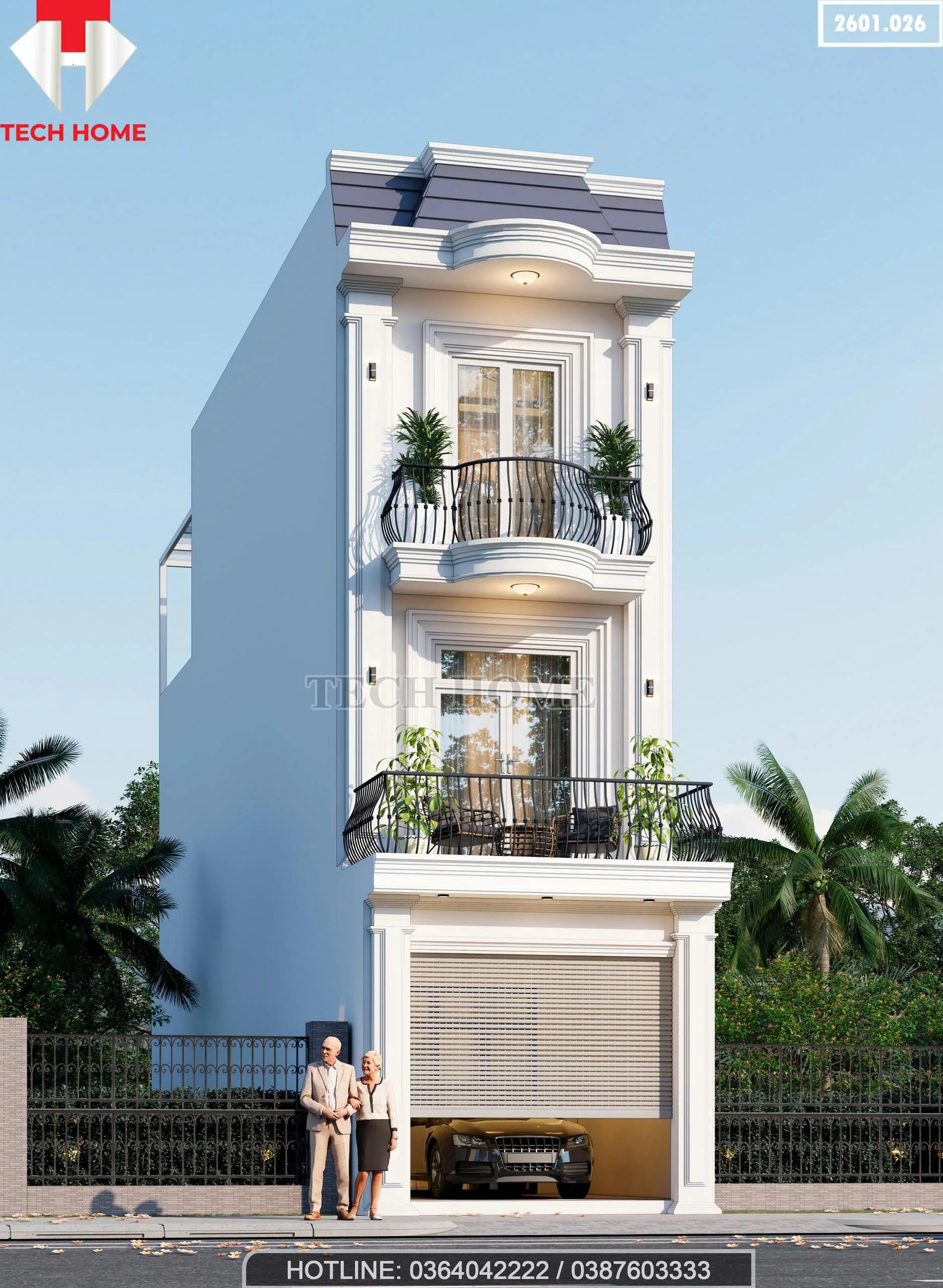 Góc nghiêng mẫu nhà phố 3 tầng tân cổ điển