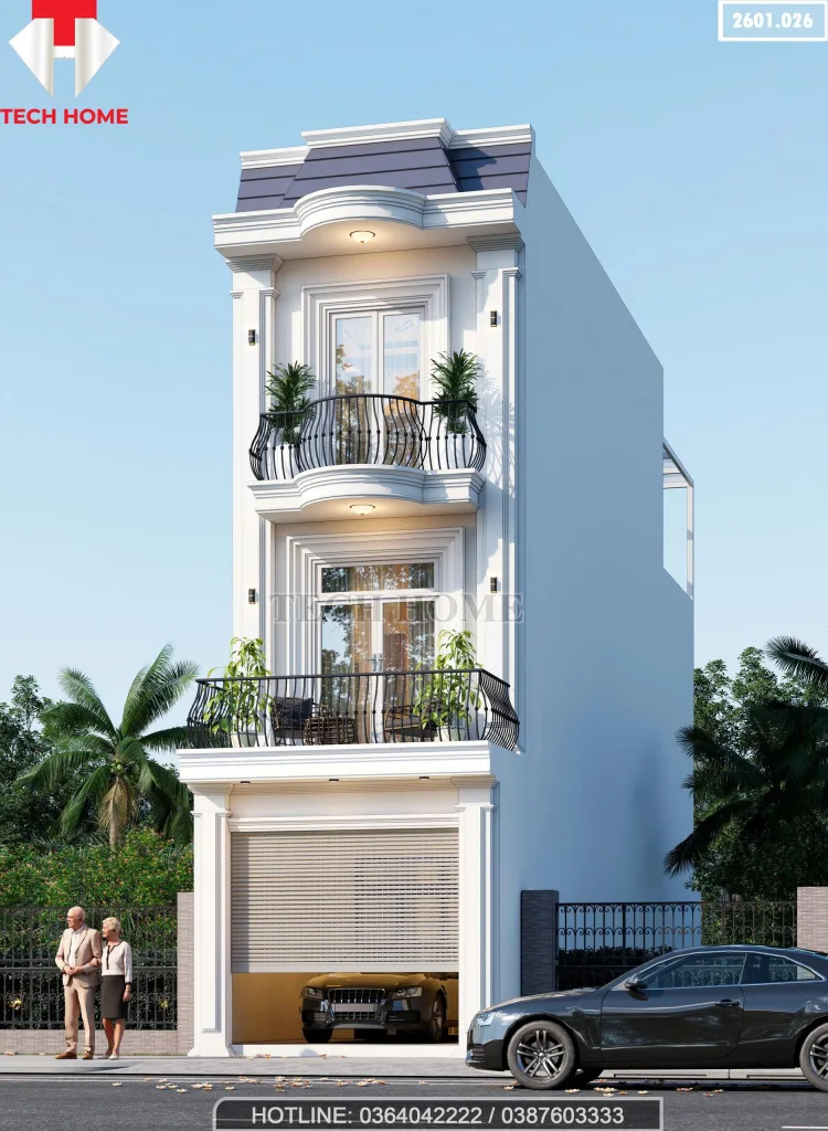 Góc nghiêng mẫu nhà phố 3 tầng tân cổ điển