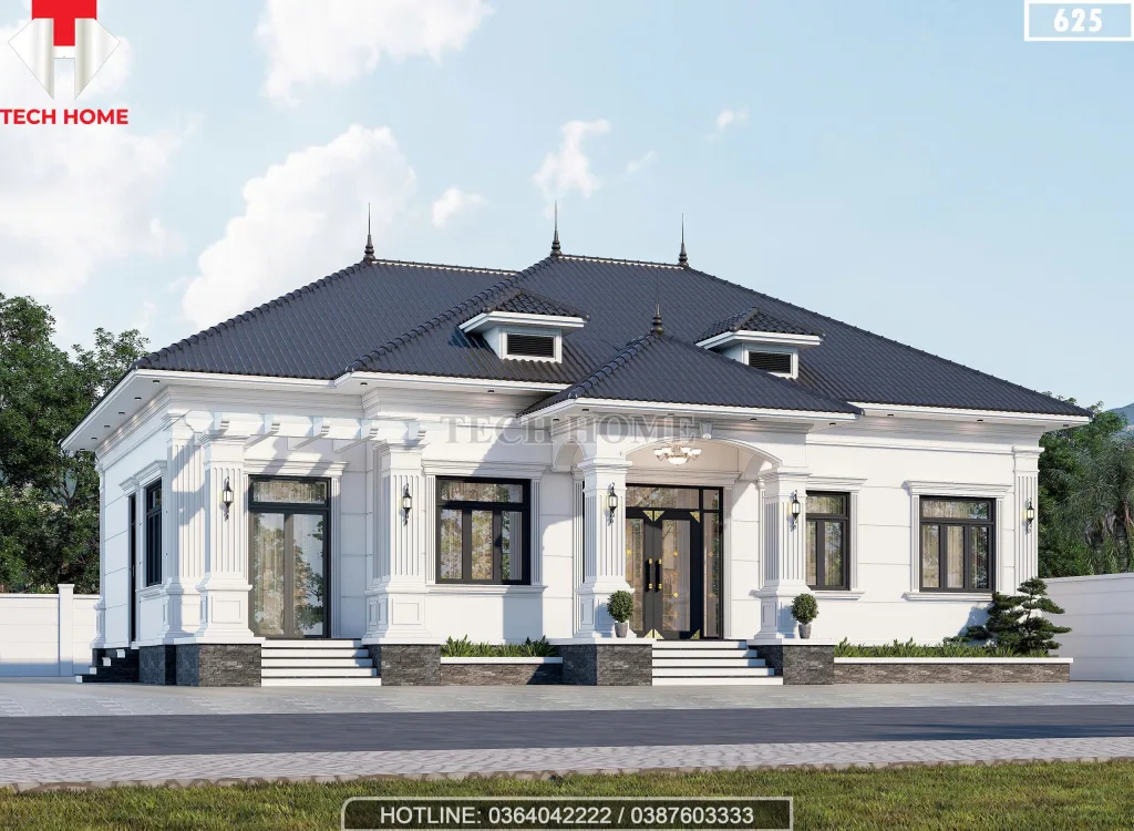 Góc nghiêng mẫu nhà vườn 1 tầng mái Nhật