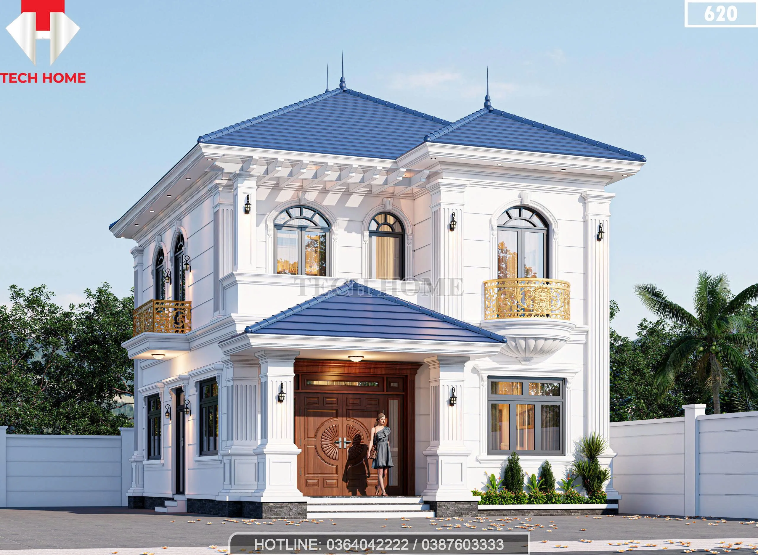 Góc nghiêng nhà mái Nhật 2 tầng tân cổ điển