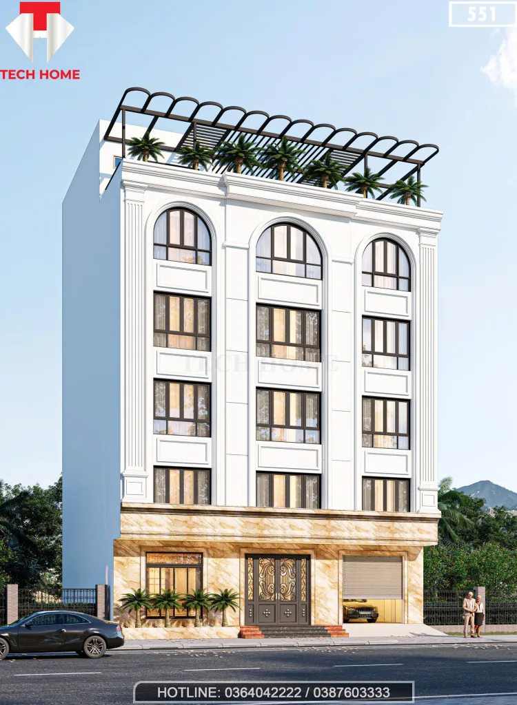 Góc nghiêng thiết kế nhà phố 5 tầng tại Lai Châu