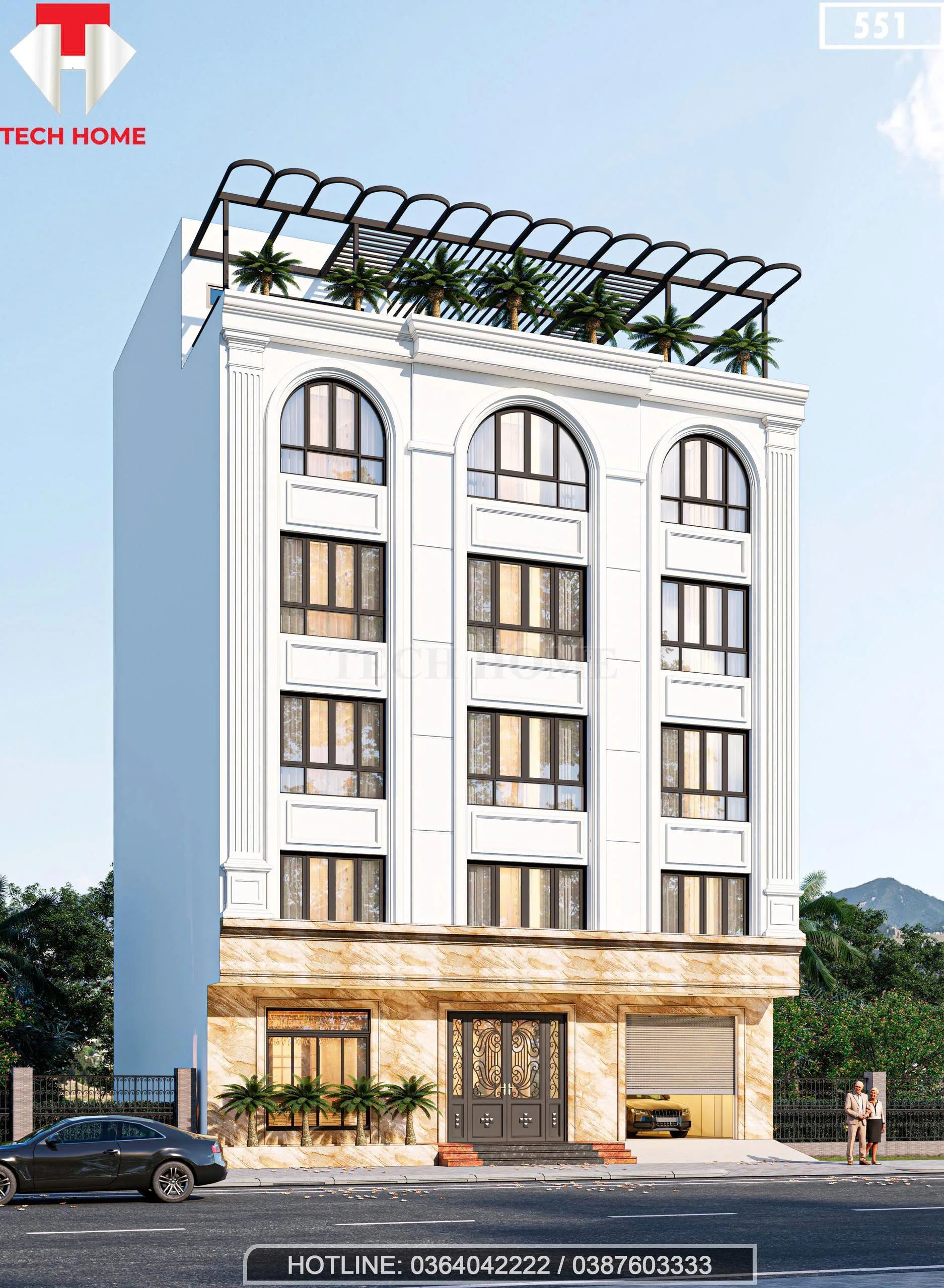 Góc nghiêng thiết kế nhà phố 5 tầng tại Lai Châu