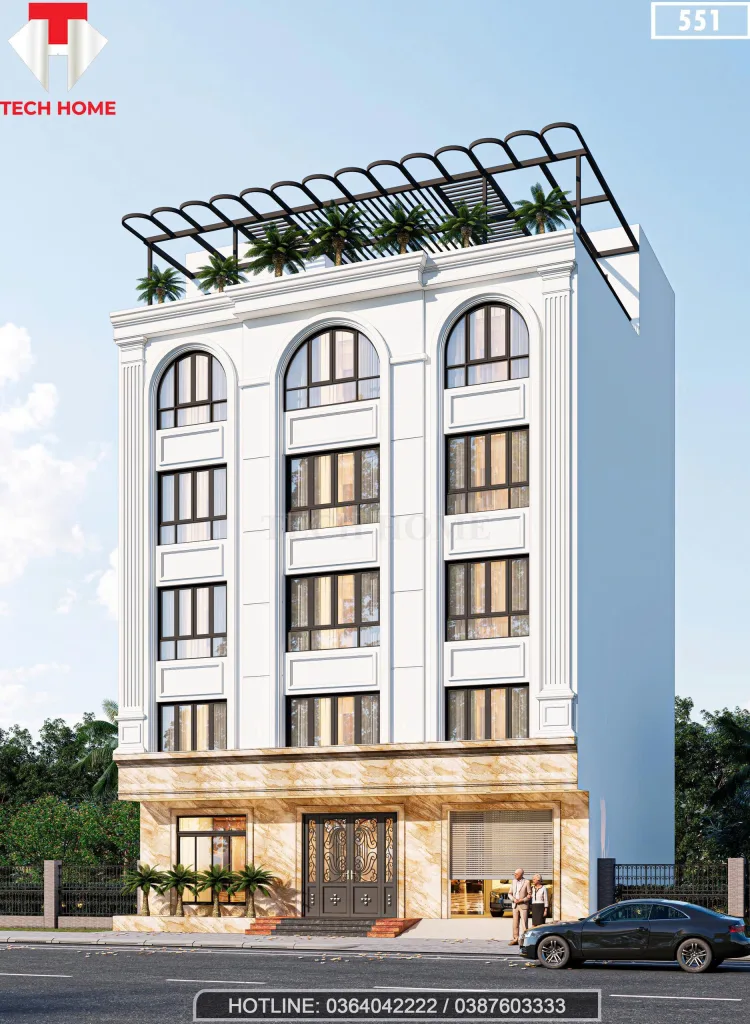 Góc nghiêng thiết kế nhà phố 5 tầng tại Lai Châu