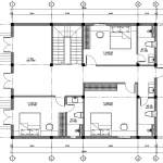 Mặt bằng thiết kế tầng 2 với 3 phòng ngủ và phòng sinh hoạt chung tiện nghi.
