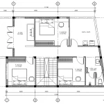 Chi tiết mặt bằng tầng 2 mẫu nhà 2 tầng mái Nhật bố trí 3 phòng ngủ và phòng thờ rộng rãi.