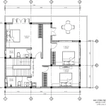 Bản vẽ bố trí công năng tầng 2 mẫu nhà 2 tầng hiện đại diện tích 111m2 của Techhome.