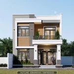 Phối cảnh mặt tiền mẫu nhà 2 tầng mái bằng hiện đại diện tích 88m2 tại Hưng Yên.