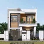 Tổng thể mẫu nhà 2 tầng mái bằng hiện đại