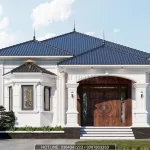 Phối cảnh mặt tiền mẫu nhà cấp 4 mái Nhật hiện đại diện tích 157m2 của anh Tiến tại Nghệ An