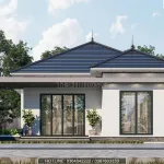 Phối cảnh chính diện mẫu nhà cấp 4 mái Nhật hiện đại diện tích 140m2 tại Hưng Yên.