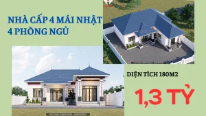 mẫu nhà cấp 4 mái Nhật 4 phòng ngủ