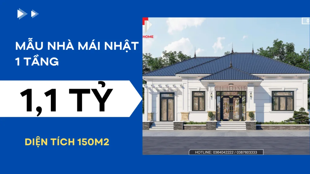 mẫu nhà mái Nhật 1 tầng