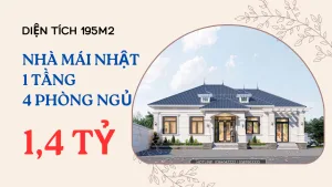 mẫu nhà mái Nhật 1 tầng 4 phòng ngủ