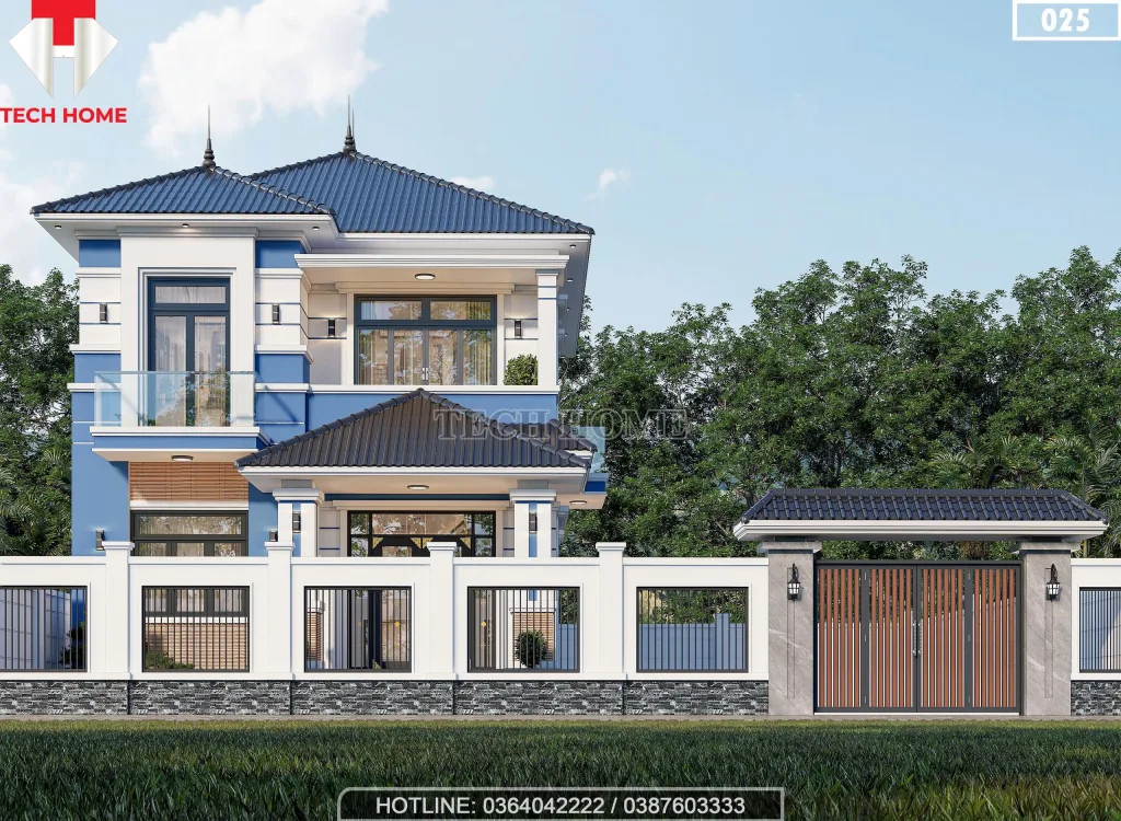 Tổng thể mẫu nhà mái Nhật 2 tầng đẹp