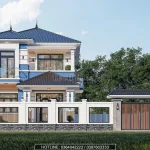 Tổng thể mẫu nhà mái Nhật 2 tầng đẹp