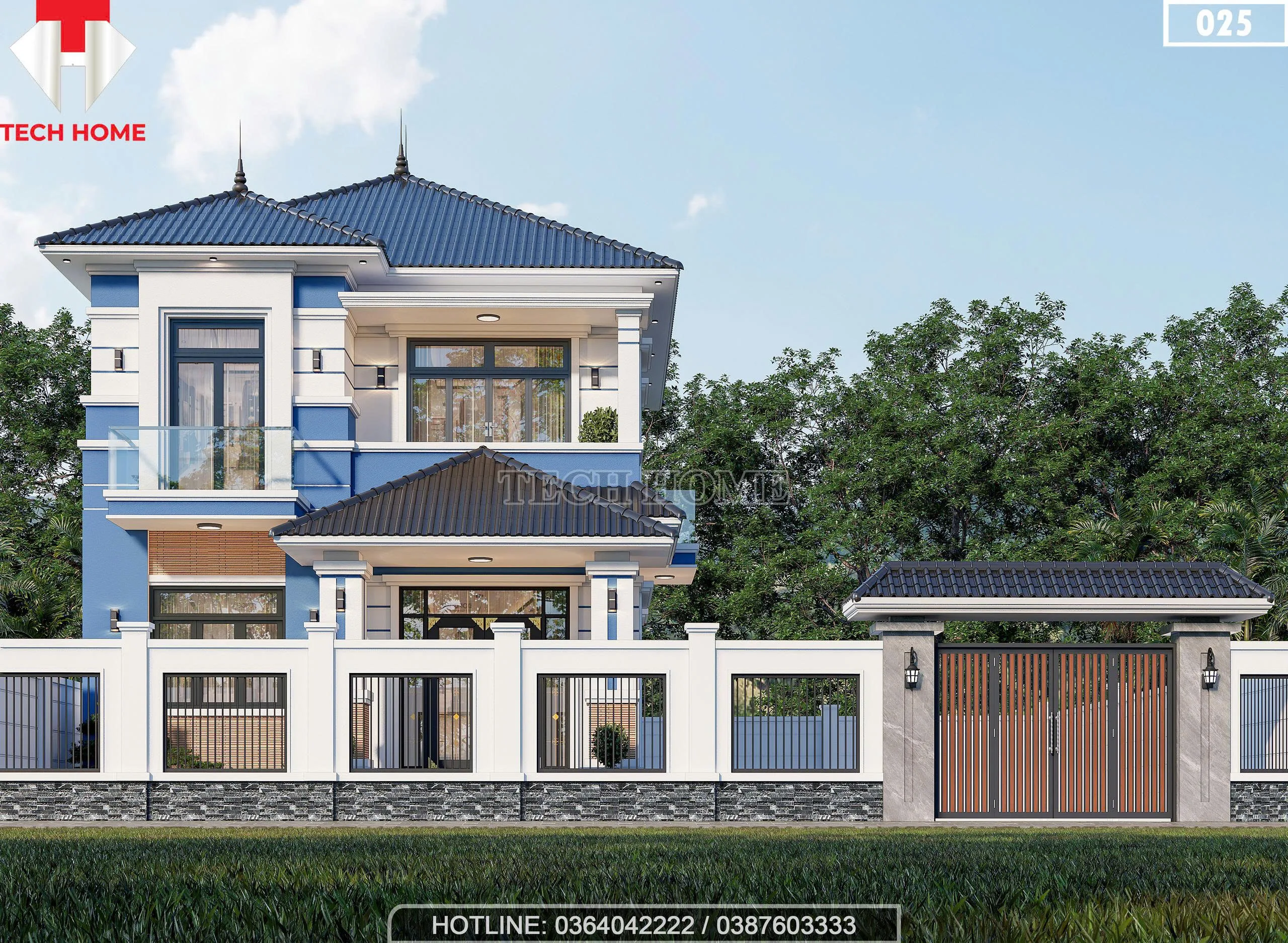 Tổng thể mẫu nhà mái Nhật 2 tầng đẹp