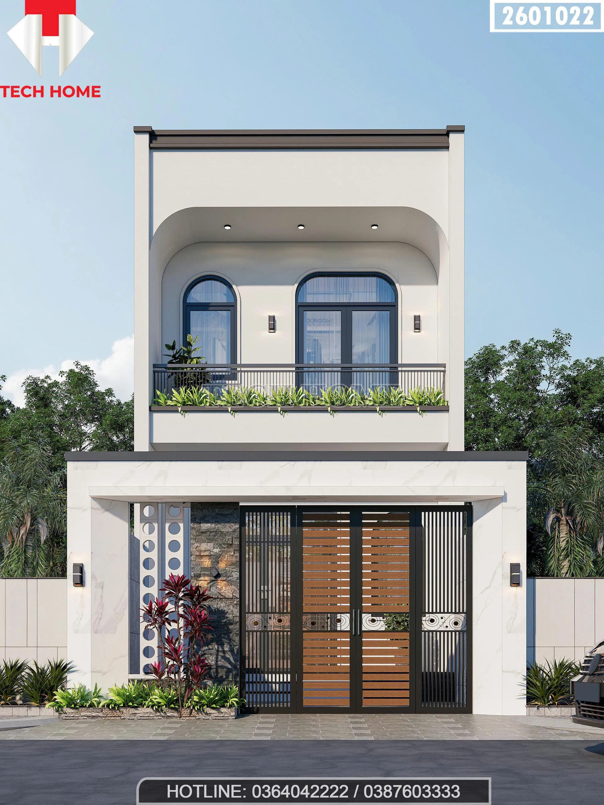 Tổng thể mẫu nhà ống 2 tầng hiện đại