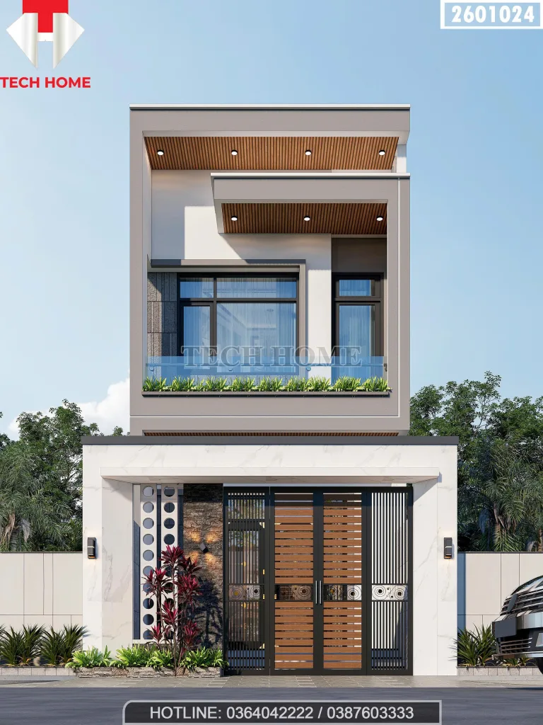 Tổng thể mẫu nhà ống 2 tầng hiện đại