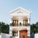 Phối cảnh chính diện mẫu nhà ống 2 tầng tân cổ điển mặt tiền 7m sang trọng